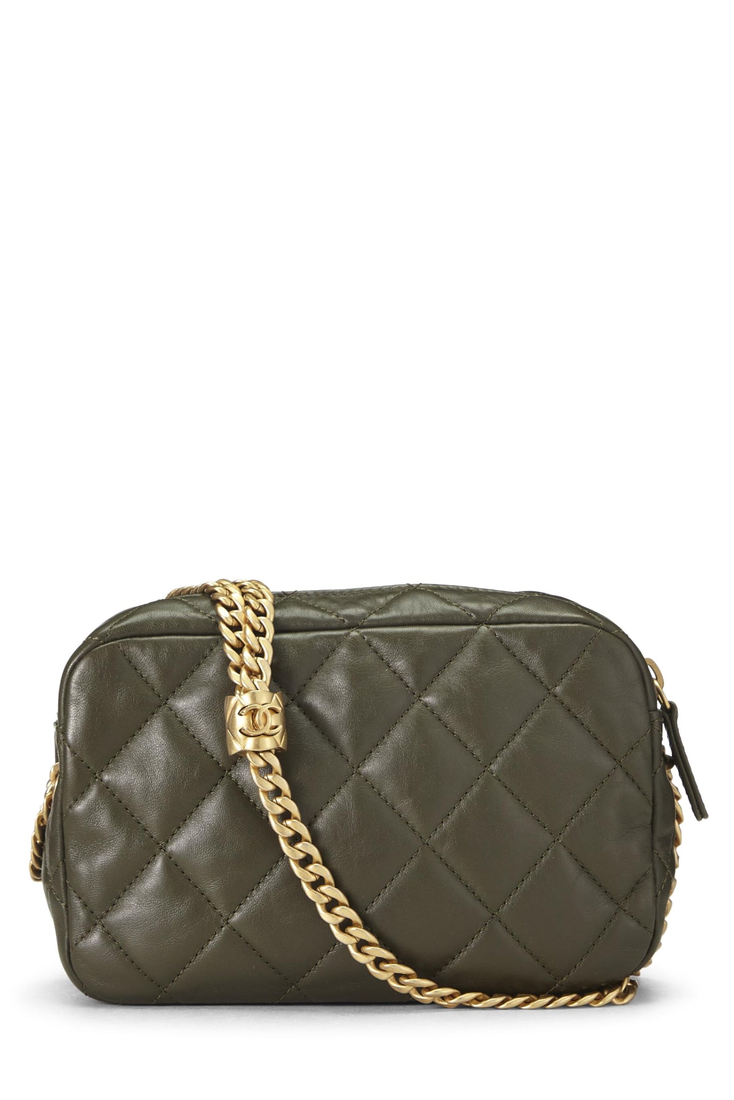 Chanel, Green Lambskin Diamond 'CC' Camera Bag Mini, Green