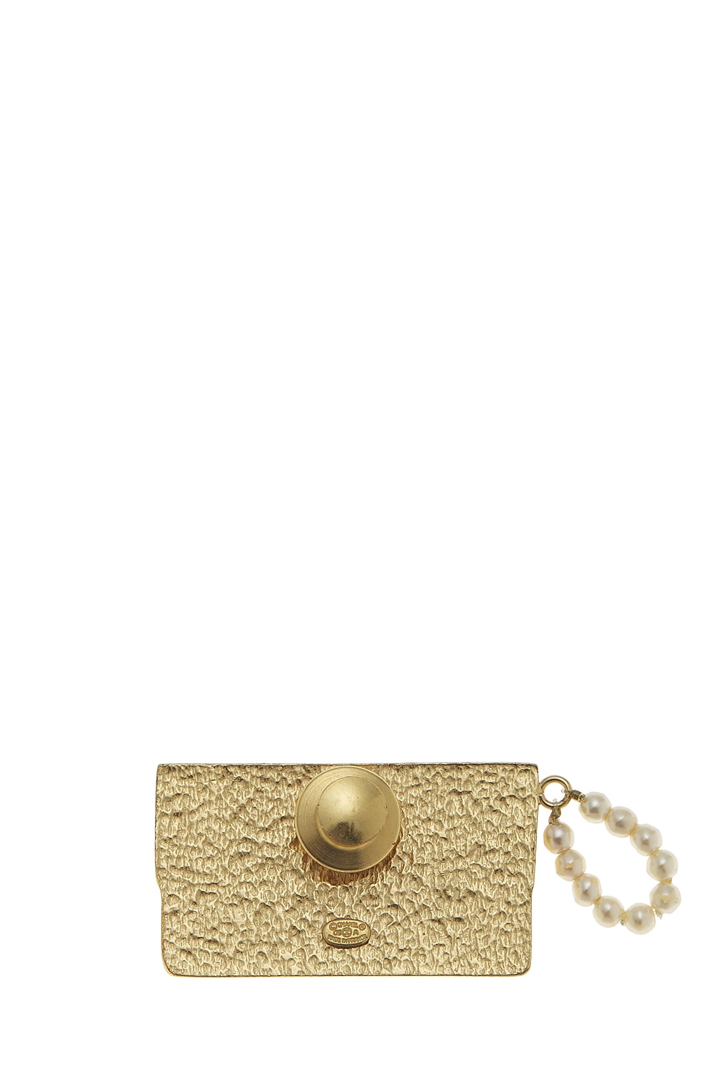 Chanel, Black & Faux Pearl Flap Bag Pin, Black