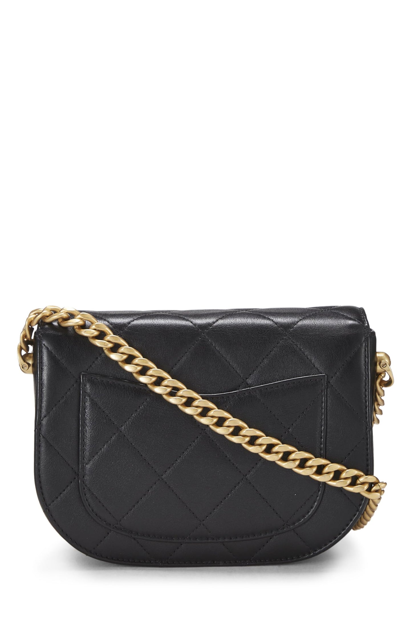 Chanel, Black Calfskin Moon Flap Messenger Mini, Black