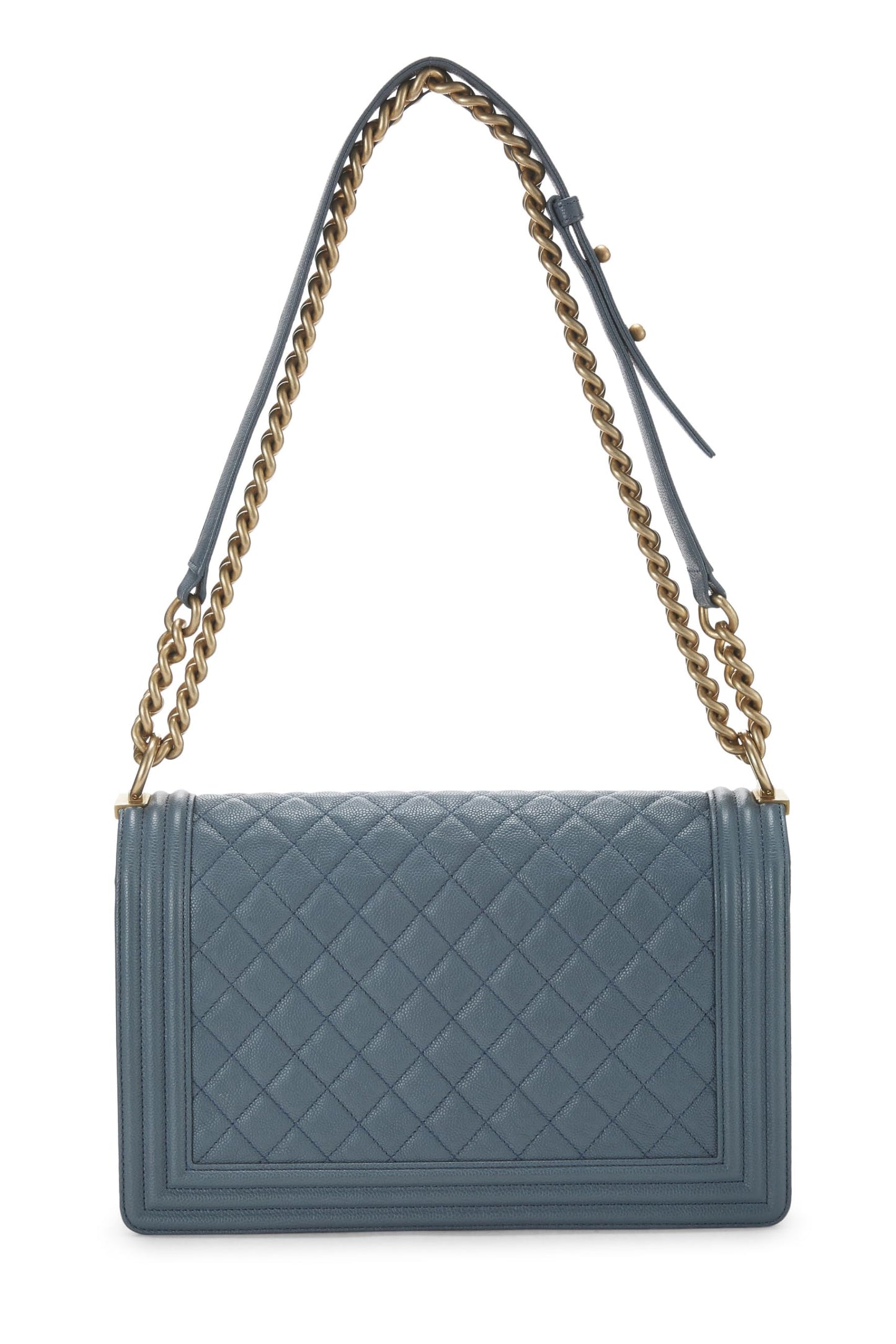 Chanel, Blue Quilted Caviar Boy Bag Medium, Blue