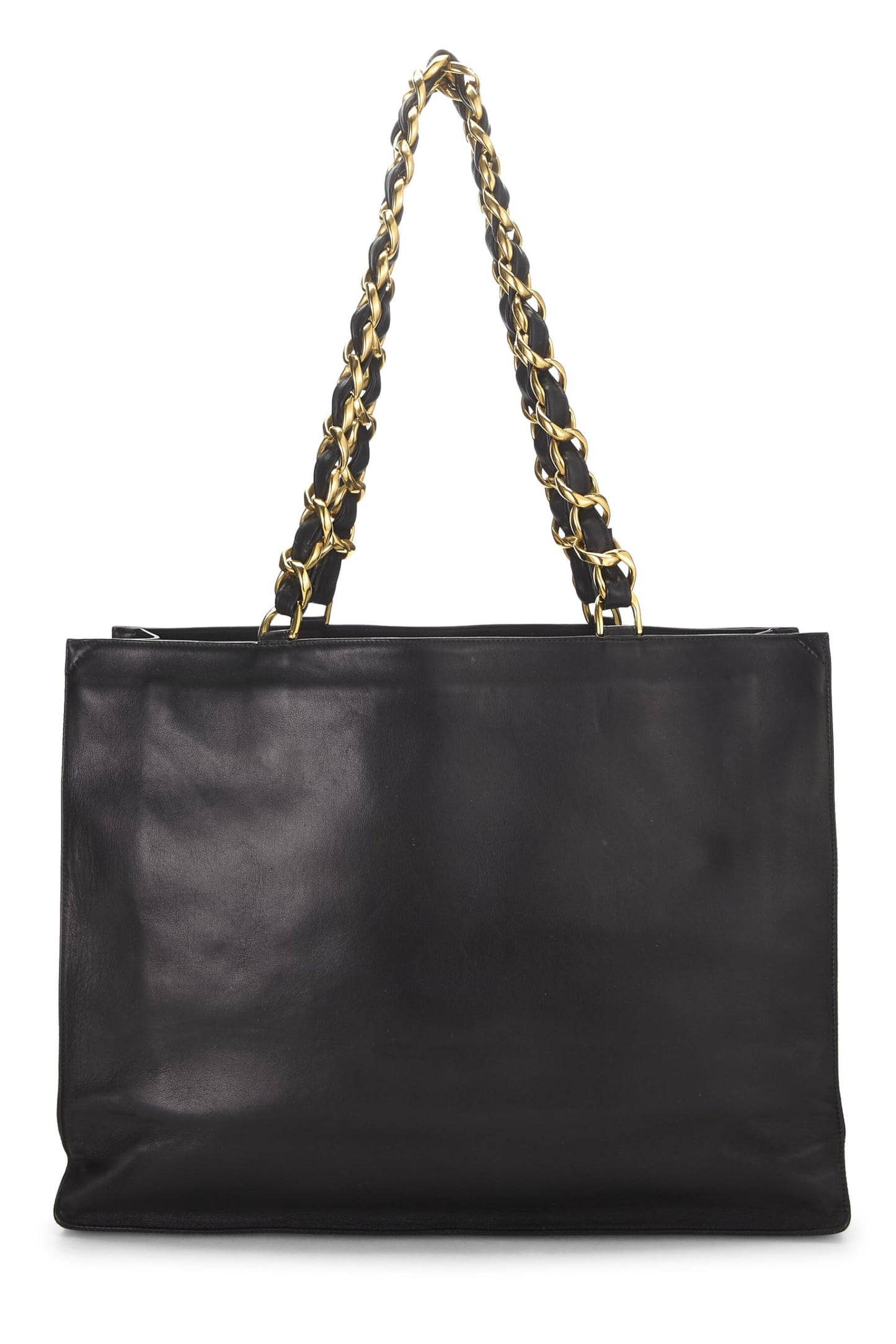 Chanel, Black Lambskin Flat Chain Handle Tote Medium, Black
