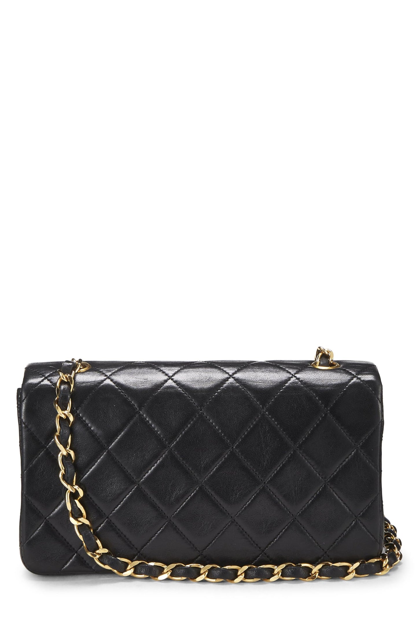 Chanel, Black Quilted Lambskin Full Flap Mini, Black
