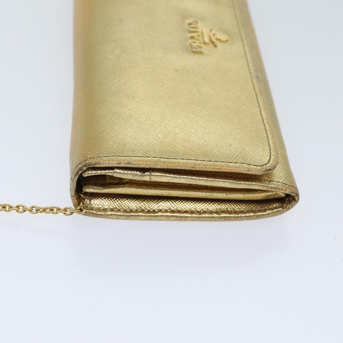 Luxury PradaSafiano leather Long Wallet Gold Tone 72010