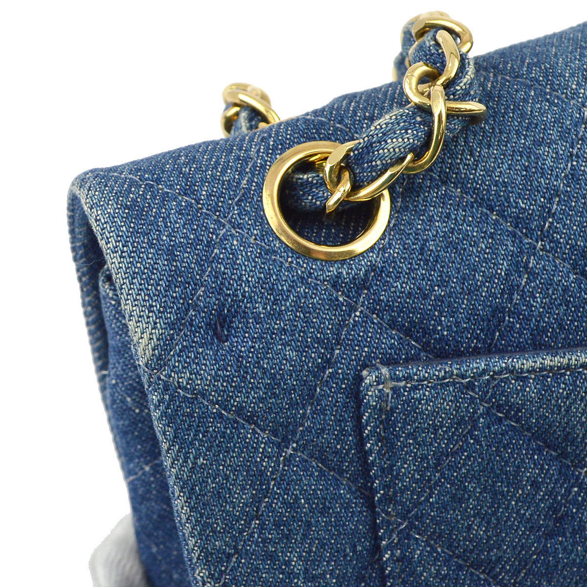 Chanel * 1989-1991 Blue Denim Medium Classic Double Flap Bag