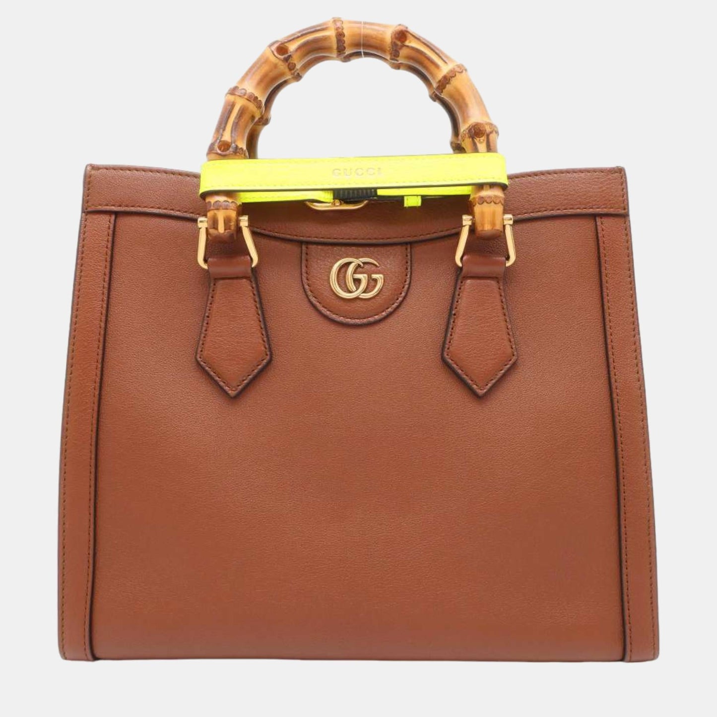Luxury Gucci Trending 2025 Brown Leather Small Bamboo Diana Tote Bag