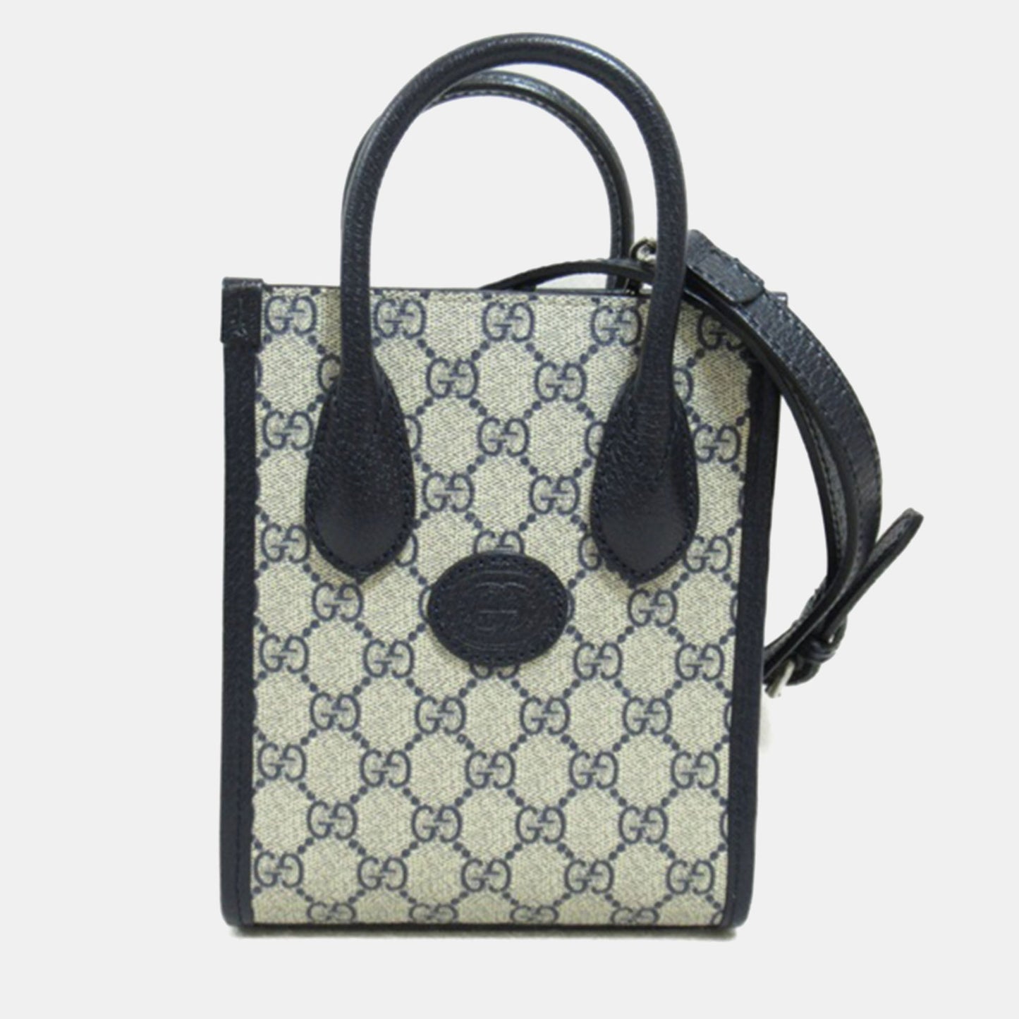 Luxury Gucci Trending 2025 Blue/Beige Leather Interlocking GG Mini Tote Bag