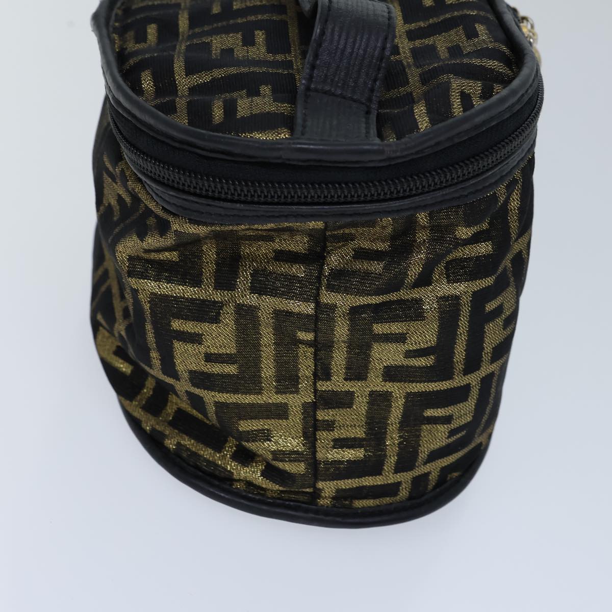 Luxury Fendi Zucca Canvas Vanity Hand Bag Gold Black72634