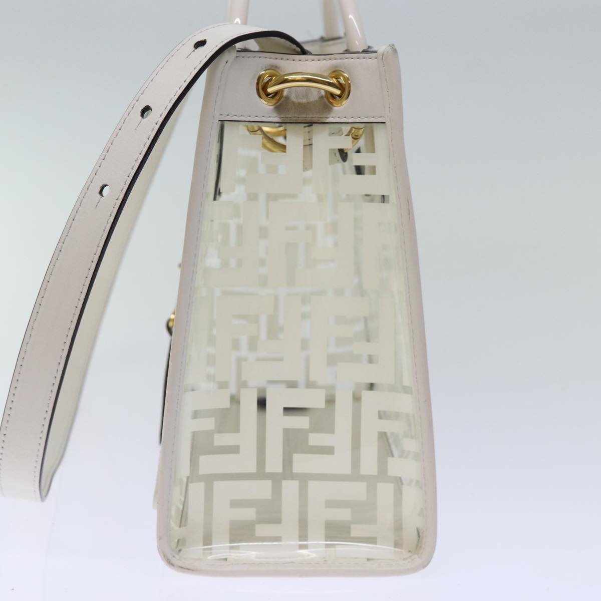 Luxury Fendi Zucca Canvas Hand Bag Vinyl 2way White73258A