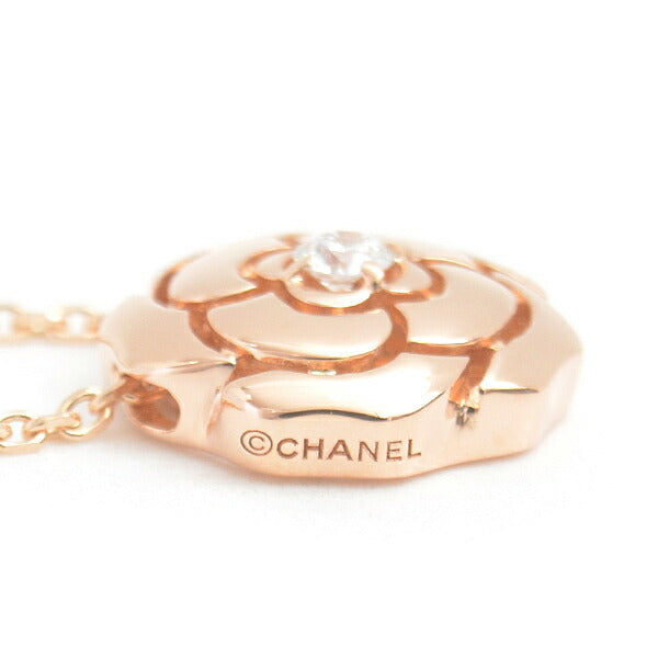 Chanel Camellia Diamond Necklace Pink Gold