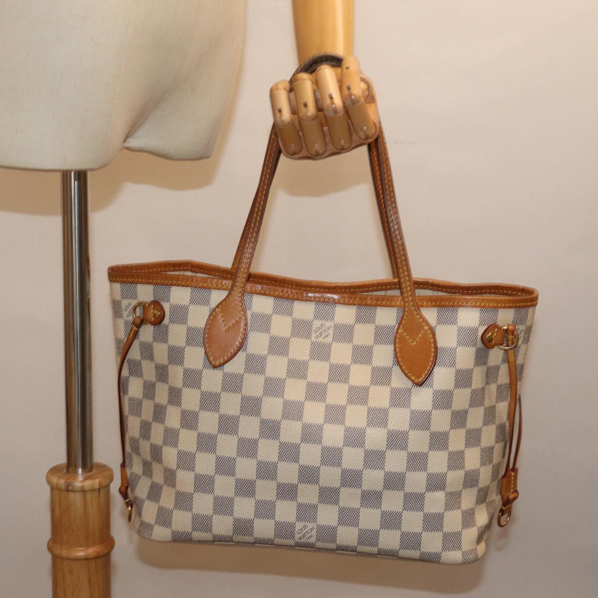 LOUIS VUITTON Damier Azur Neverfull PM Tote Bag N41362 LV 73924