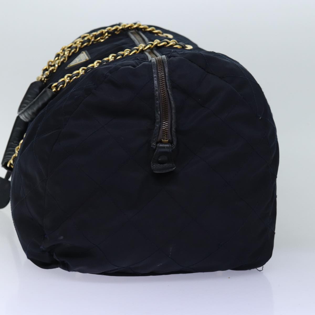 Luxury PradaBoston Bag Nylon Navy 74102