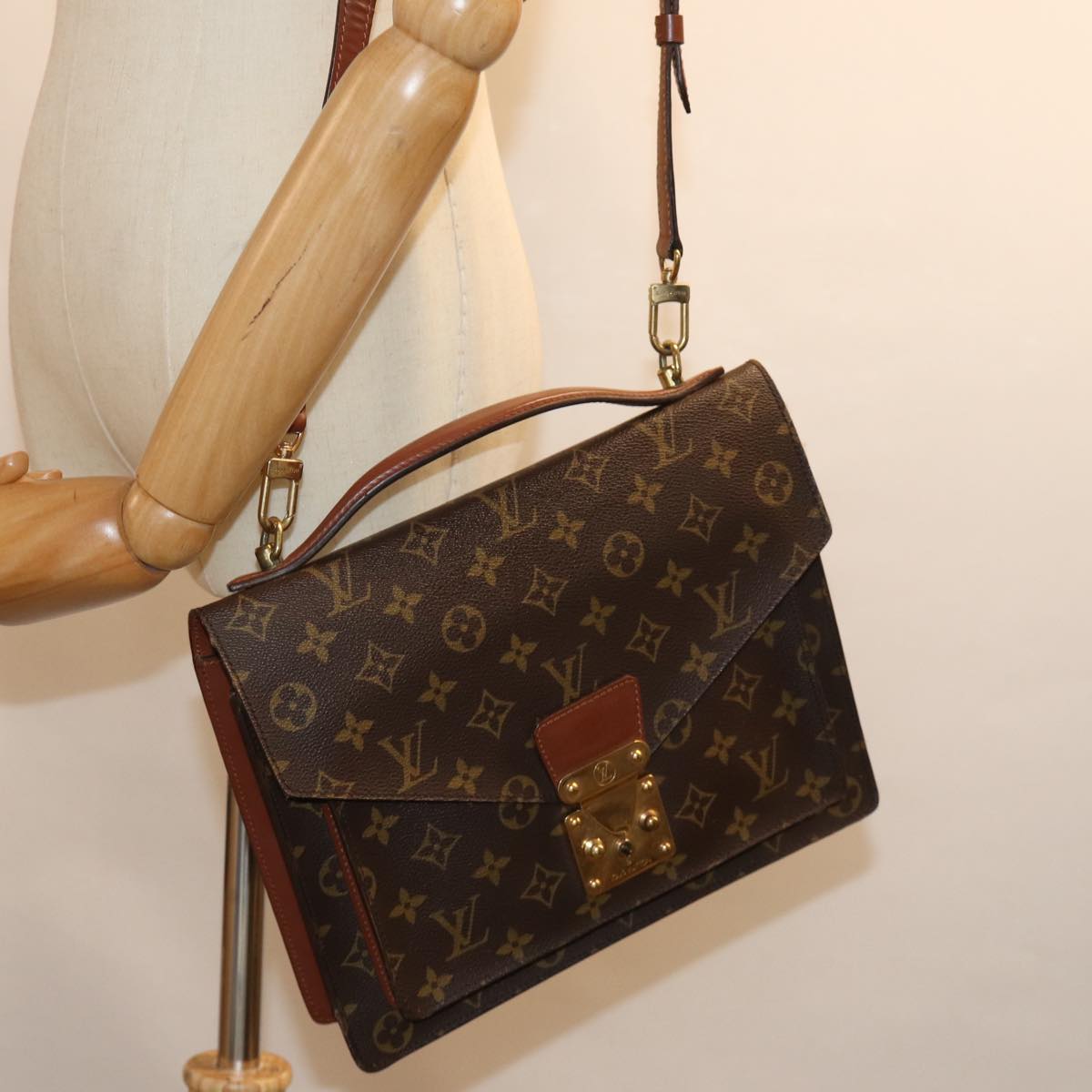 LOUIS VUITTON Monogram Monceau Hand Bag 2way M51185 LV 74586
