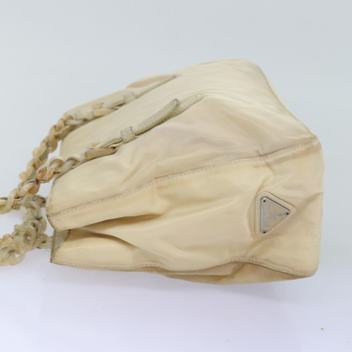 Luxury PradaChain Shoulder Bag Nylon Beige 74972