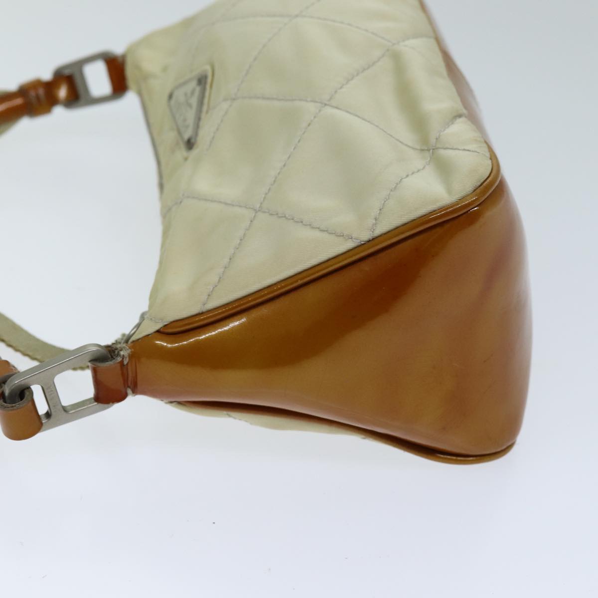 Luxury PradaShoulder Bag Nylon Enamel Beige Brown 75216