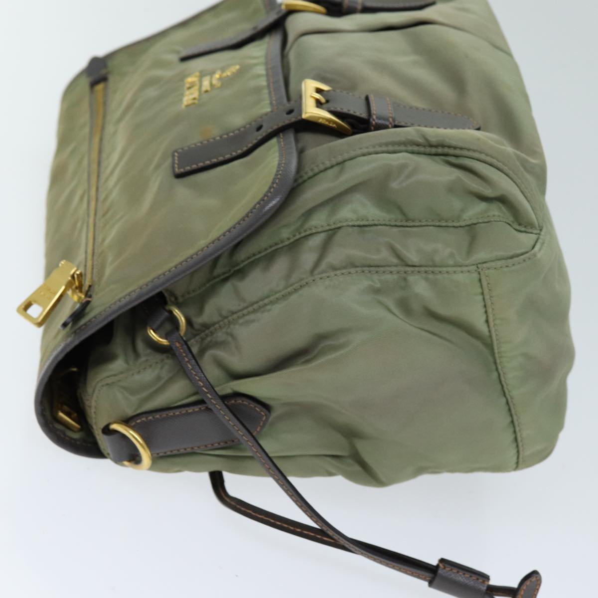 Luxury PradaShoulder Bag Nylon Khaki 75220