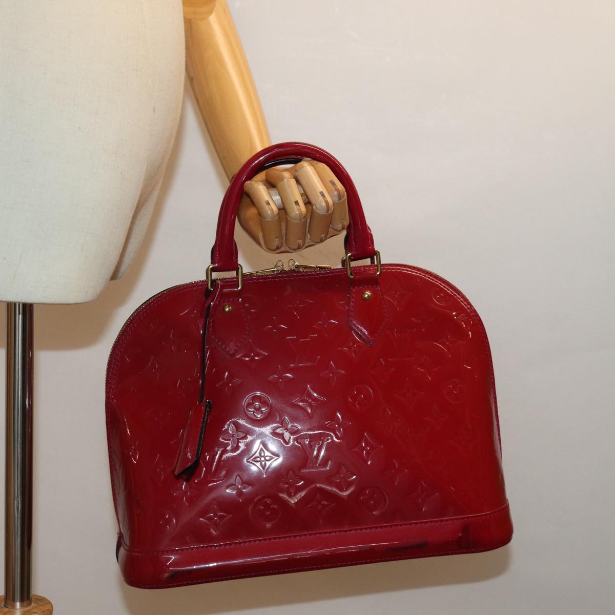 LOUIS VUITTON Monogram Vernis Alma PM Hand Bag Rose Indian M91770 LV 75382
