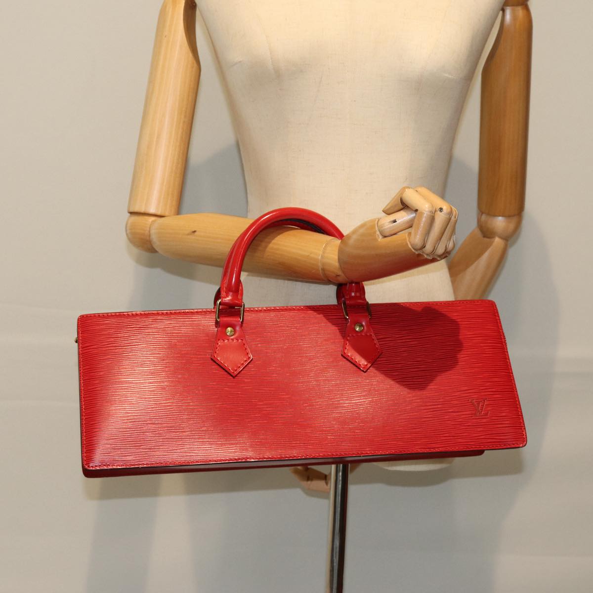 LOUIS VUITTON Epi Sac Triangle Hand Bag Red M52097 LV 75499