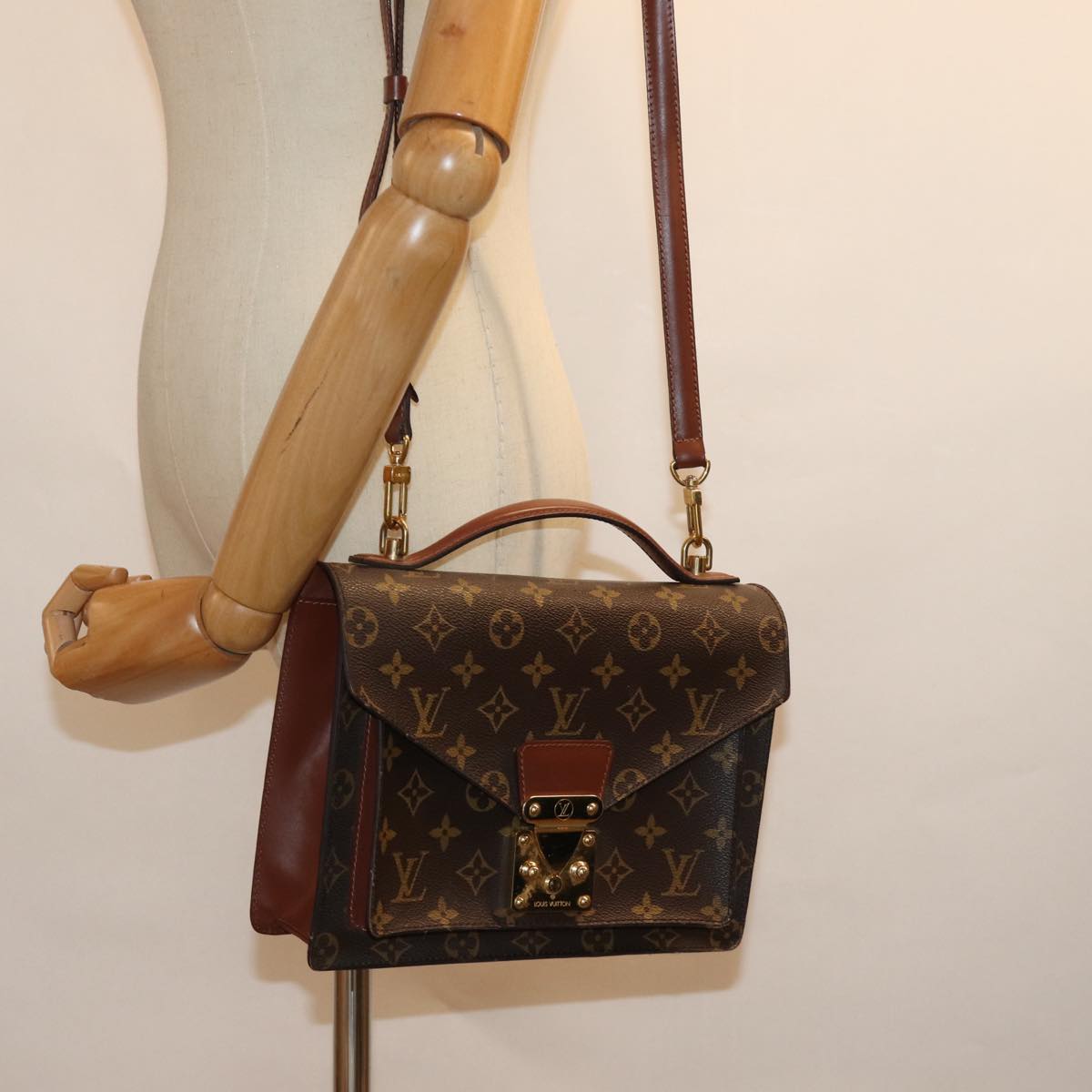 LOUIS VUITTON Monogram Monceau 28 Hand Bag 2way M51185 LV 75522