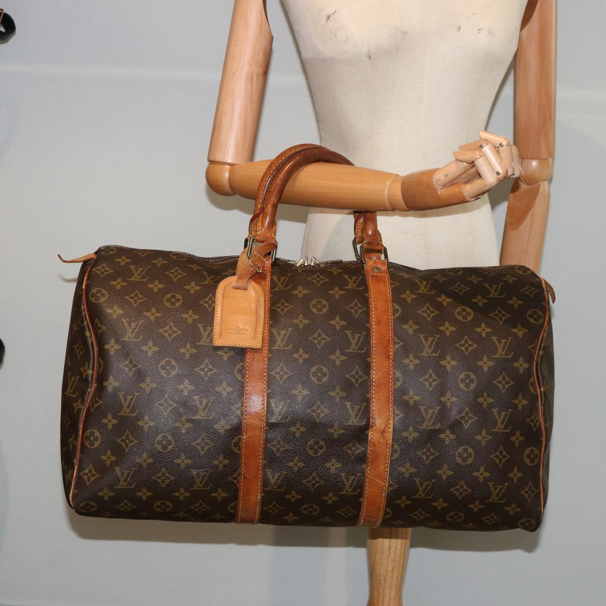 LOUIS VUITTON Monogram Keepall 50 Boston Bag M41426 LV 75916