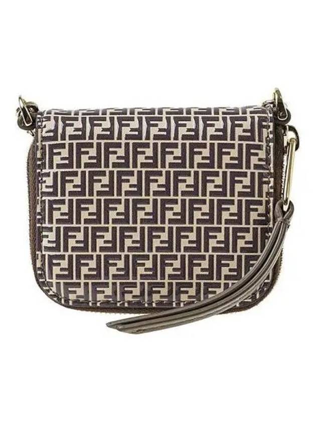Luxury Fendi Women's FF Logo Chain Coin Purse Brown