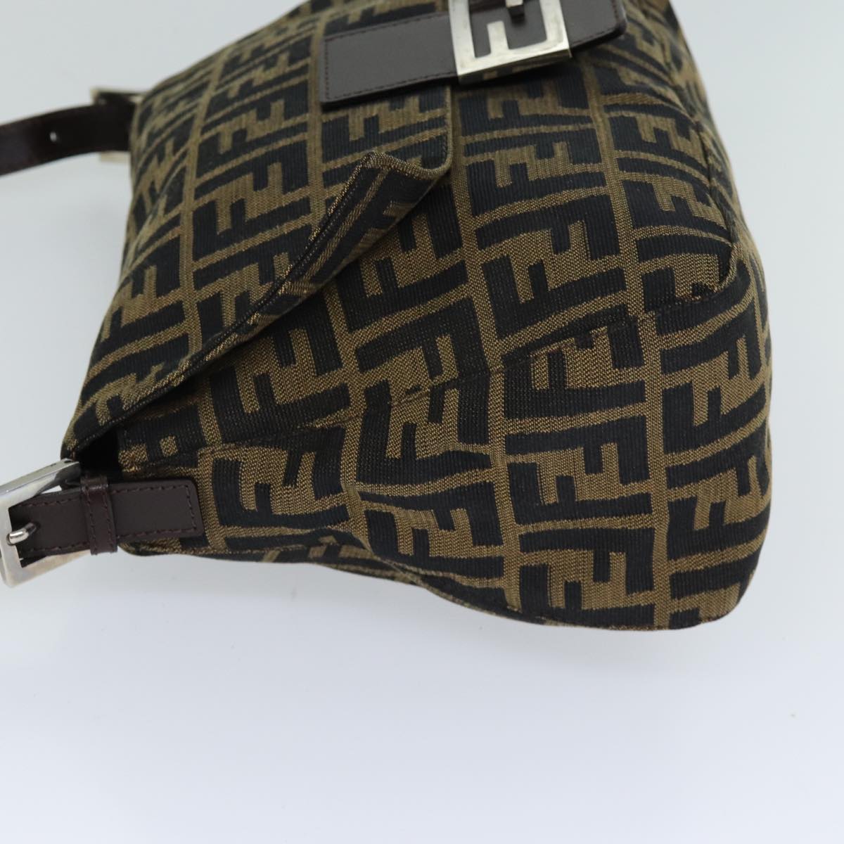 Luxury Fendi Zucca Canvas Mamma Baguette Shoulder Bag Black Brown76009