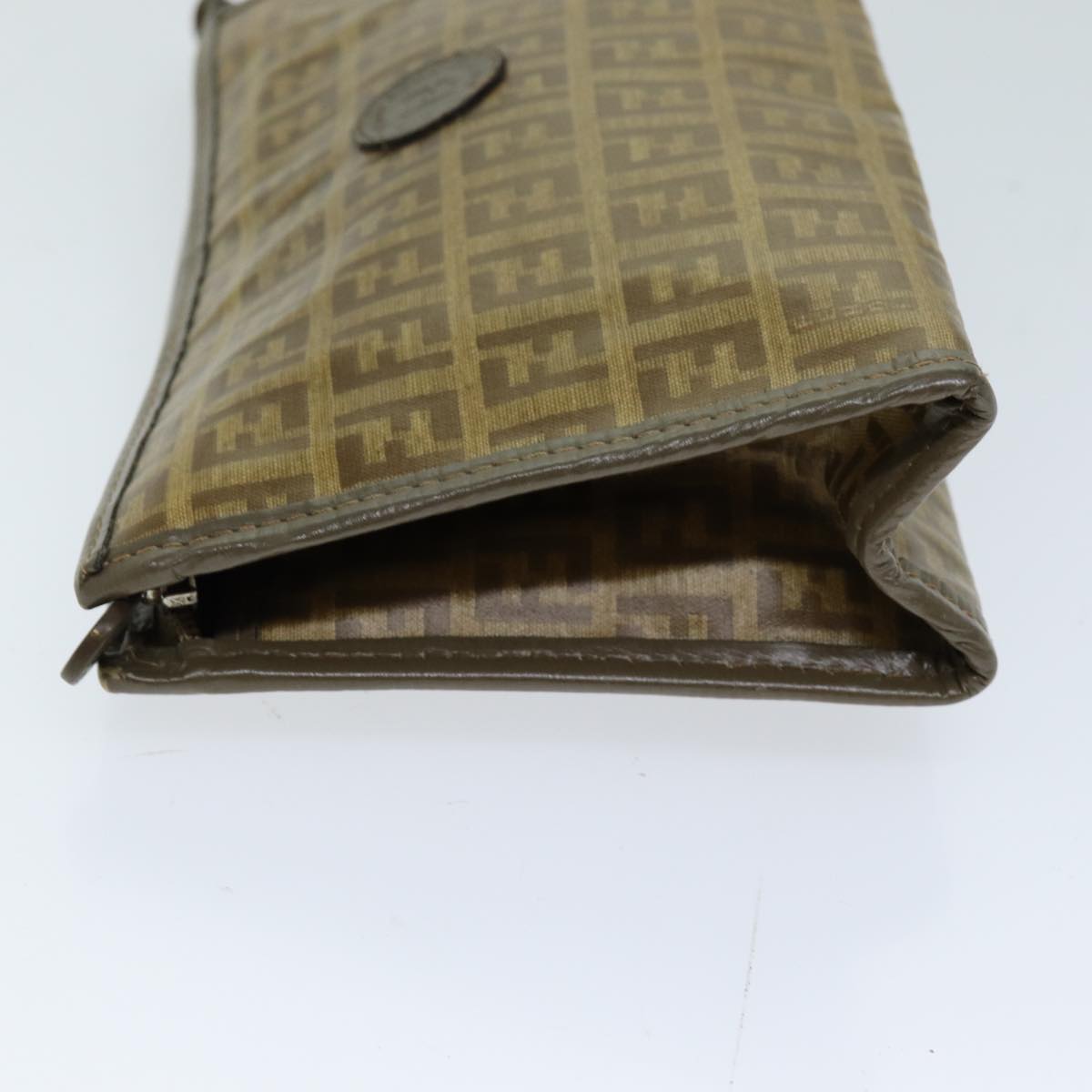 Luxury Fendi Zucchino Canvas Pouch Vintage Brown76457