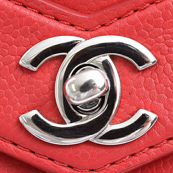 Chanel Chevron Mini Chain Shoulder Bag Red Caviar Skin