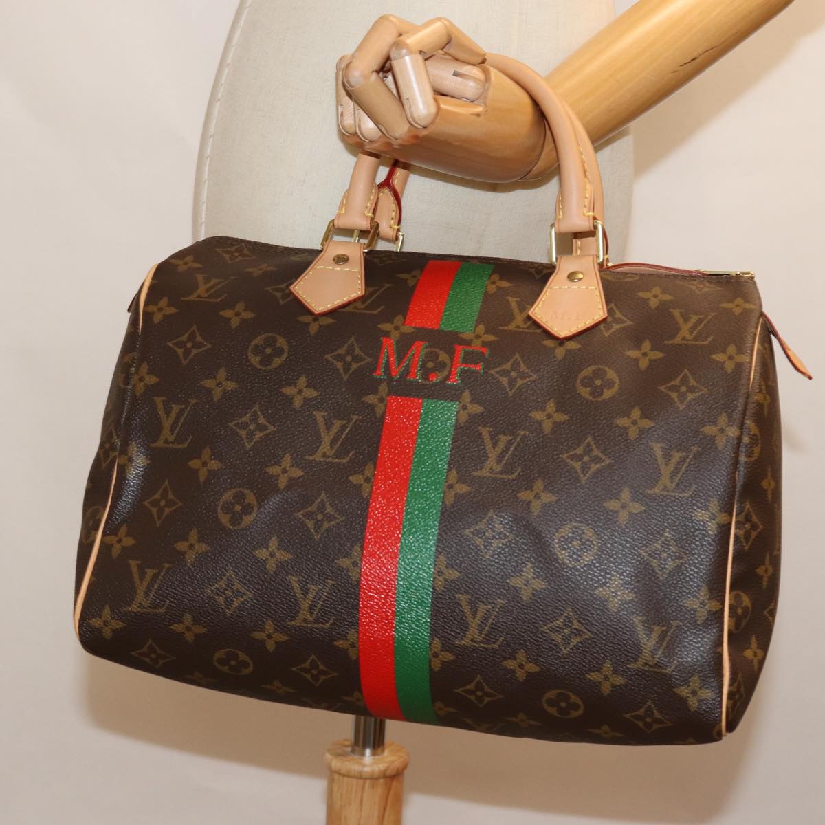 LOUIS VUITTON Monogram My LV Heritage Speedy 30 Hand Bag Red Green LV 76750
