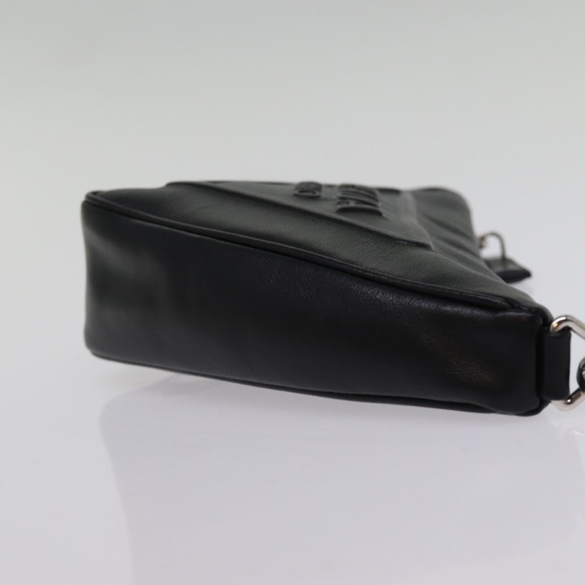 Luxury PradaTriangle Clutch Bag Leather Black 76762A