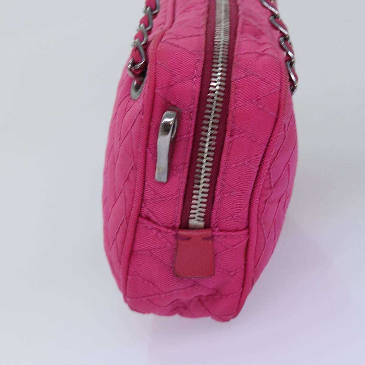 Luxury PradaChain Hand Bag Nylon Pink 76979