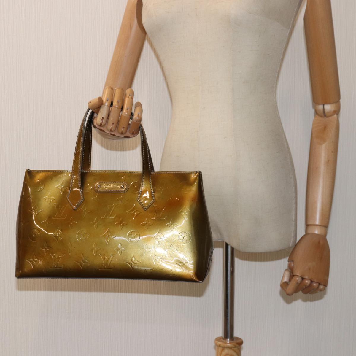 LOUIS VUITTON Monogram Vernis Wilshire PM Hand Bag Veil Bronze M91642 77559