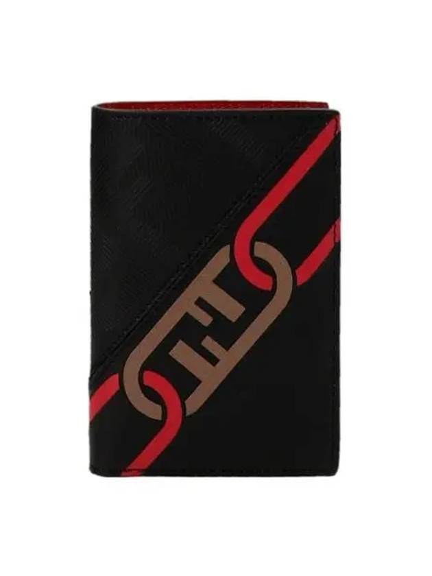 Luxury Fendi Vertical Leather Half Wallet Black