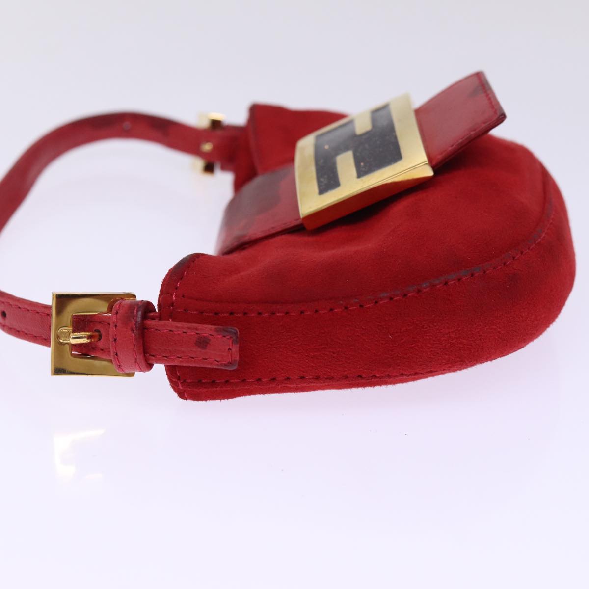 Luxury Fendi Mini Croissant Hand Bag Suede Red77631