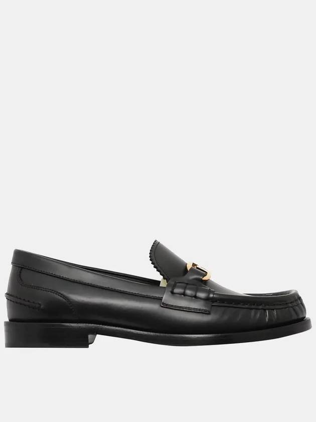 Luxury Fendi O'Lock Buckle Leather Loafers Black