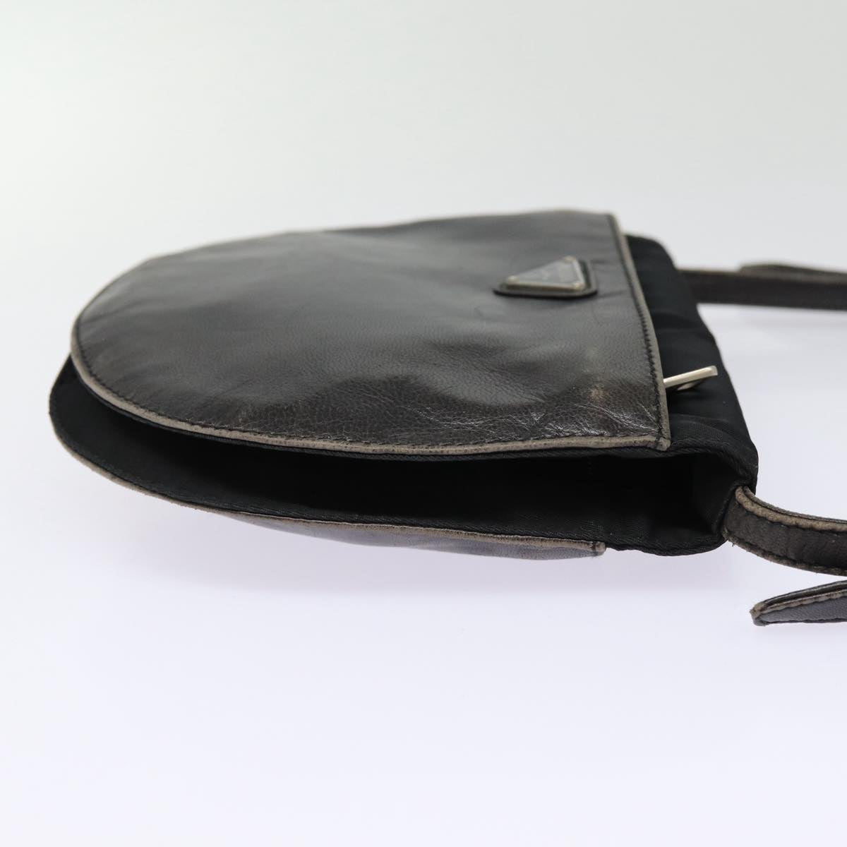Luxury Prada Shoulder Bag Leather Silver Black 78102