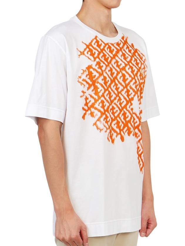 Luxury Fendi Embroidered FF Crew Neck Oversized Short Sleeve T-Shirt White