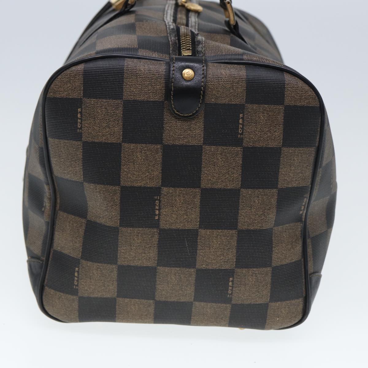 Luxury Fendi Pecan Canvas Boston Bag PVC Leather Brown Black78537