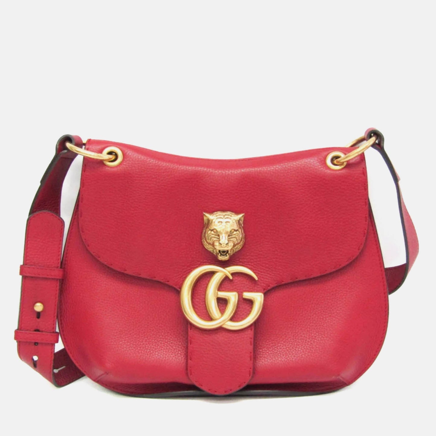 Luxury Gucci Trending 2025 Red Leather GG Marmont Animalier Shoulder Bag