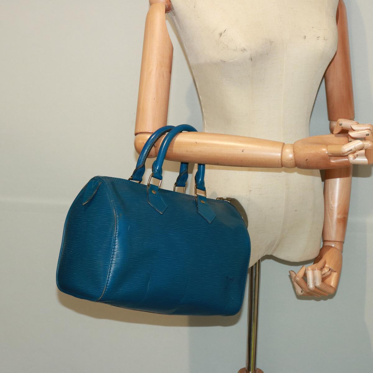 LOUIS VUITTON Epi Speedy 25 Hand Bag Toledo Blue M43015 LV 78936