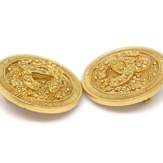 Luxury Chanel 1994 Gold 'CC' Filigree Earrings Large