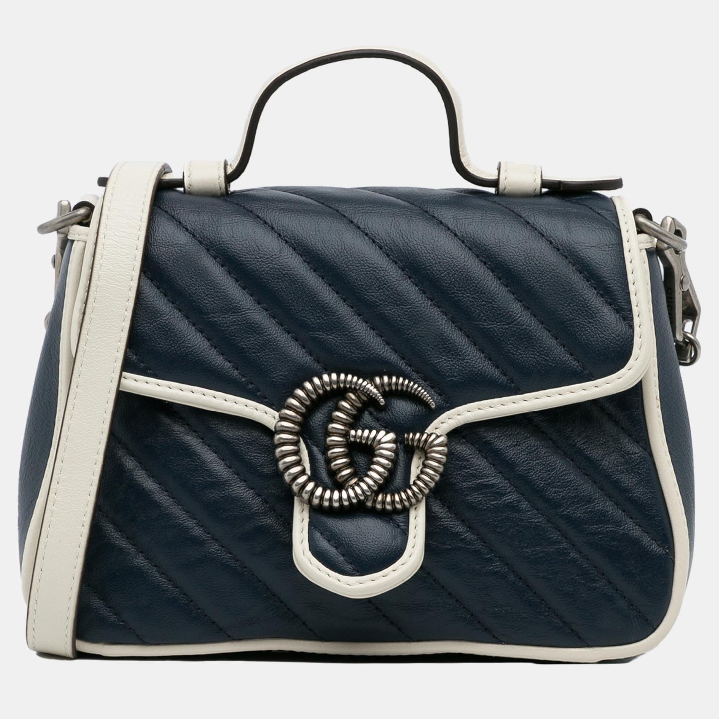 Luxury Gucci Trending 2025 Navy Blue GG Marmont Torchon Satchel