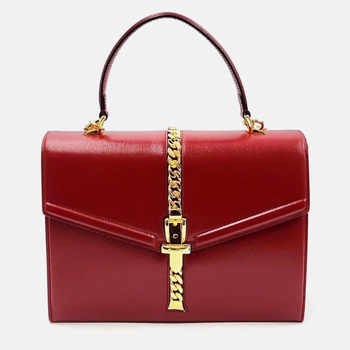 Luxury Gucci Trending 2025 Red Leather Sylvie 1969 Top Handle Bag