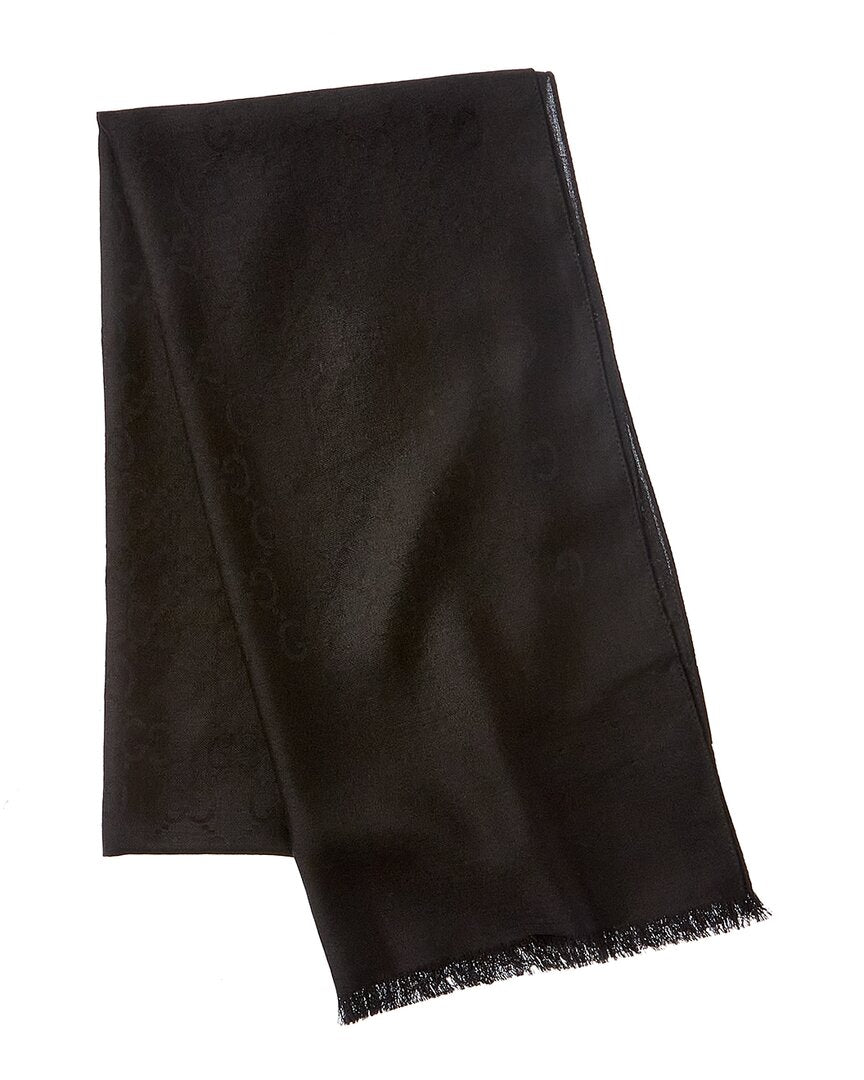 Gucci Logo Small Jacquard Wool & Silk-Blend Scarf