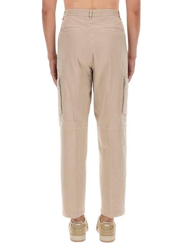 Luxury Fendi gabardine cargo straight pants beige