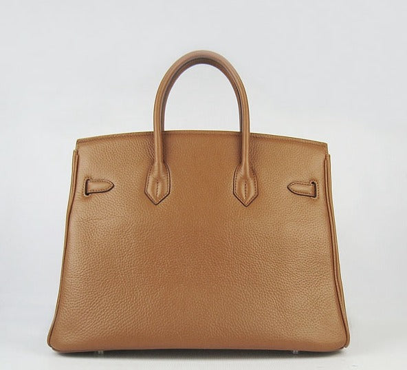 Luxury Hermes Birkin 35cm Togo Leather Handbags Light Coffee Silver