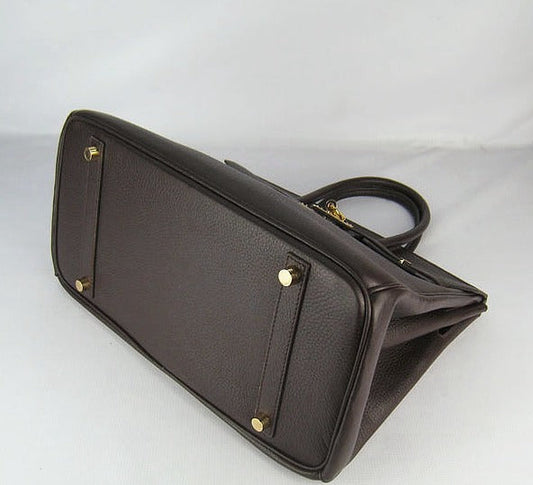 Luxury Hermes Birkin 35cm Togo Leather Handbags Dark Coffee Golden