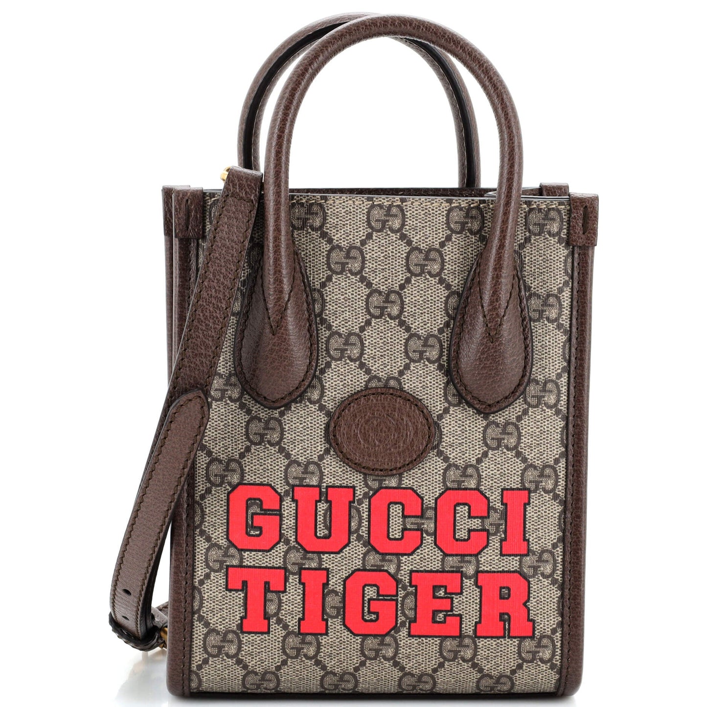 Luxury Gucci Trending 2025 Interlocking G Patch Tote Printed GG Coated Canvas Mini