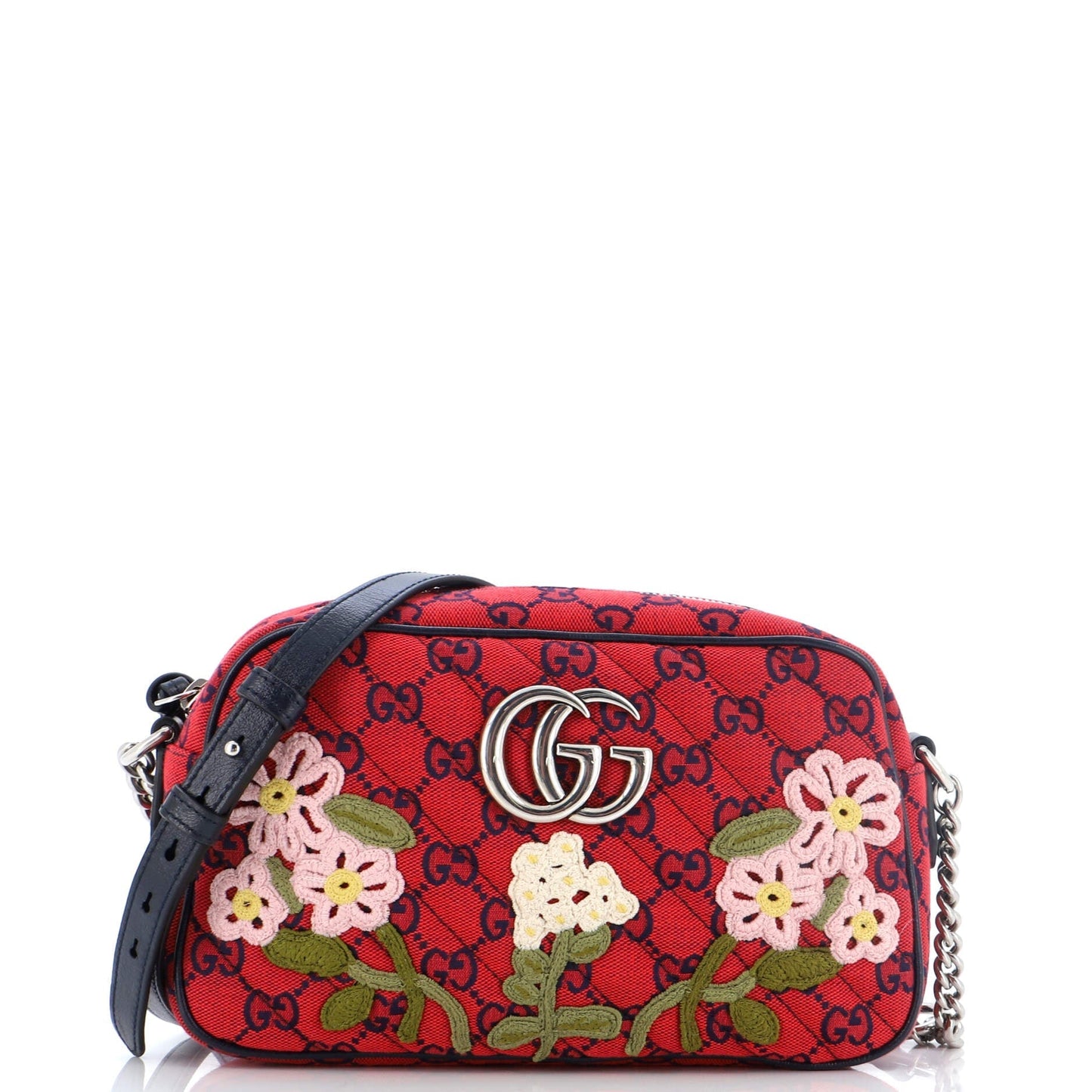 Luxury Gucci Trending 2025 GG Marmont Shoulder Bag Embroidered Diagonal Quilted GG Canvas Small