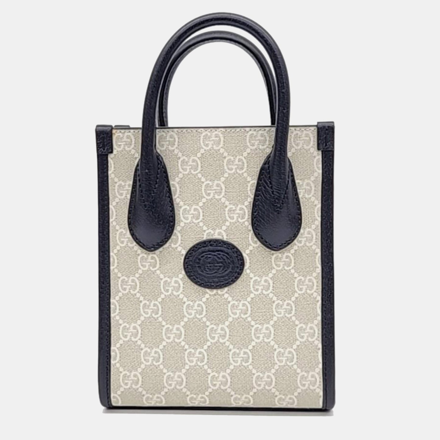 Luxury Gucci Trending 2025 Ivory/Navy GG Canvas Ophidia Mini Tote Bag