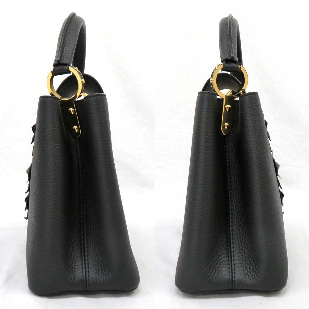 Louis Vuitton Capsine PM M53850 Flower Tinsel Handbag 2WAY Shoulder Bag Noir Black Leather G Quality Wood